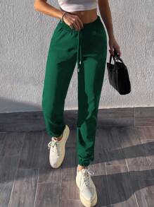 RueChic Women'S Drawstring Waist Sweatpants - Green - View 5