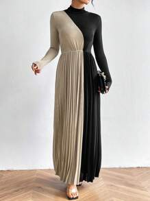 Firerie 顏色拼接打褶開叉女裝連衣裙 - 彩色 - 查看 6