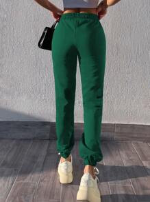 RueChic Women'S Drawstring Waist Sweatpants - Green - View 2