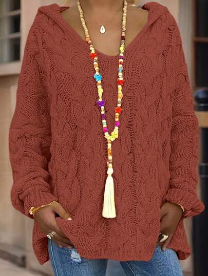 EMERY ROSE 大码针织连帽毛衣，秋冬款