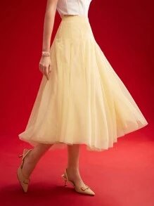 MOTF PREMIUM 女士纯色网眼编织喇叭裙，情人节