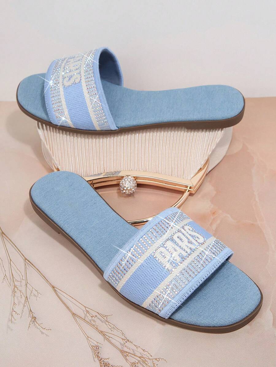 SHUZIA Ladies' Fashionable Blue Flat Sandals Summer Shoes Spring Shoes Spring Break Easter Vacation Shoes Casual Shoes Beach Shoes Mother's Day Present Valentine's Day - Blue - View 1