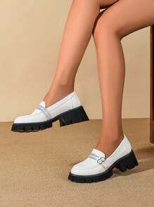 CUCCOO DOLLMOD Fashionable & Comfortable Thick Sole Loafers - White - View 2