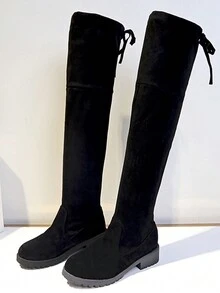 2023 新款優雅經典休閒百褶女款及膝靴 - 黑色 - 查看 3