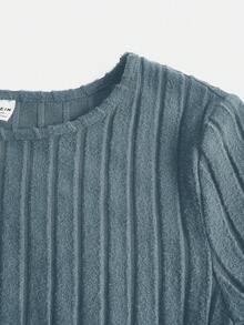 Cô gái Lông cừu Top Cây trồng & Quần loe Bộ Với Rỗng ra eo Mẫu - Màu xanh ngọc - Xem 8