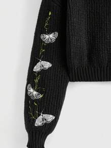 ROMWE Goth 女士黑色套头毛衣，学校