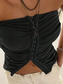 INAWLY Women's Black Strapless Top - Black - View 3