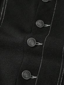 SHEIN MOD Của phụ nữ Nút phía trước Áo liền quần Với Quần loe Và Dây treo - màu đen - Xem 4