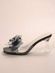 Của phụ nữ Mùa hè Giày dép Đen Lưới Loại bướm Pha lê Dép đi trong nhà , Mới Trong suốt Sành điệu Pha lê Giày cao gót , Lý tưởng Cho mùa hè Đầm Phù hợp - màu đen - Xem 4