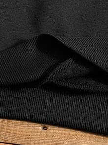 SHEIN EZwear 女士加大码星形印花抓绒卫衣 - 黑色 - 查看 5