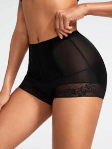 女用網布拼接塑身衣下裝 - 黑色 - 查看 4