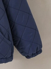 男童字母贴布泰迪熊内衬袋鼠口袋连帽夹棉大衣 - 藍色 - 查看 3