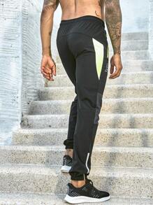 SHEIN Riding Color-Block Drawstring Waist & Elastic Cuffs Cycling Pants Biker Shorts Set