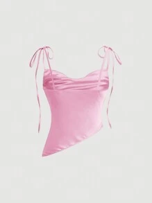 SHEIN MOD 女士不对称下摆吊带背心 - 粉色 - 查看 2