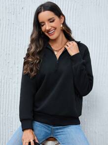 INAWLY 女士骷髅印花落肩套头卫衣秋季卫衣 - 黑色 - 查看 3