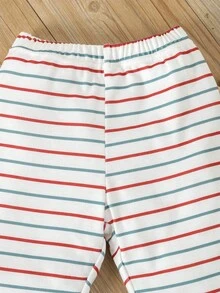 嬰幼兒男童條紋印花家居套裝 - 白色 - 查看 5