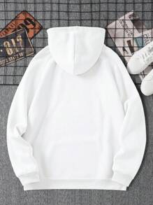 Manfinity Hypemode 男士字樣印花連帽衫 - 白色 - 查看 2