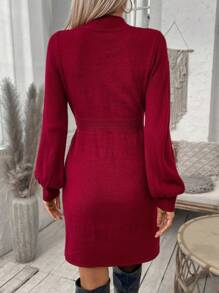 SHEIN Privé 女式毛衣洋裝 - 酒紅色 - 查看 2