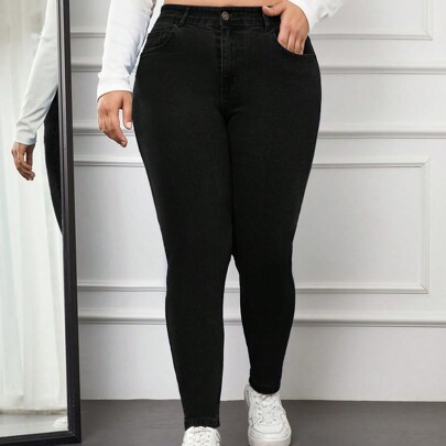 Jeans Taglia PiÃ¹ Alta A Vita Alta E VestibilitÃ  Slim