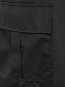 SHEIN Unity Flap Pocket Contrast Split Front Skirt - Black - View 7