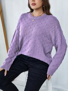 Celure 大尺碼純色垂墜肩毛衣 - 淡紫色 - 查看 1