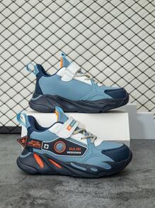 秋冬儿童学生系带校园风格皮革运动鞋，易于穿脱，色彩鲜艳 - 彩色 - 查看 4