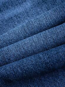 Little Girls' High Waisted Flared Jeans With Silver Button And Medium Wash Blue - Medium Wash - View 8