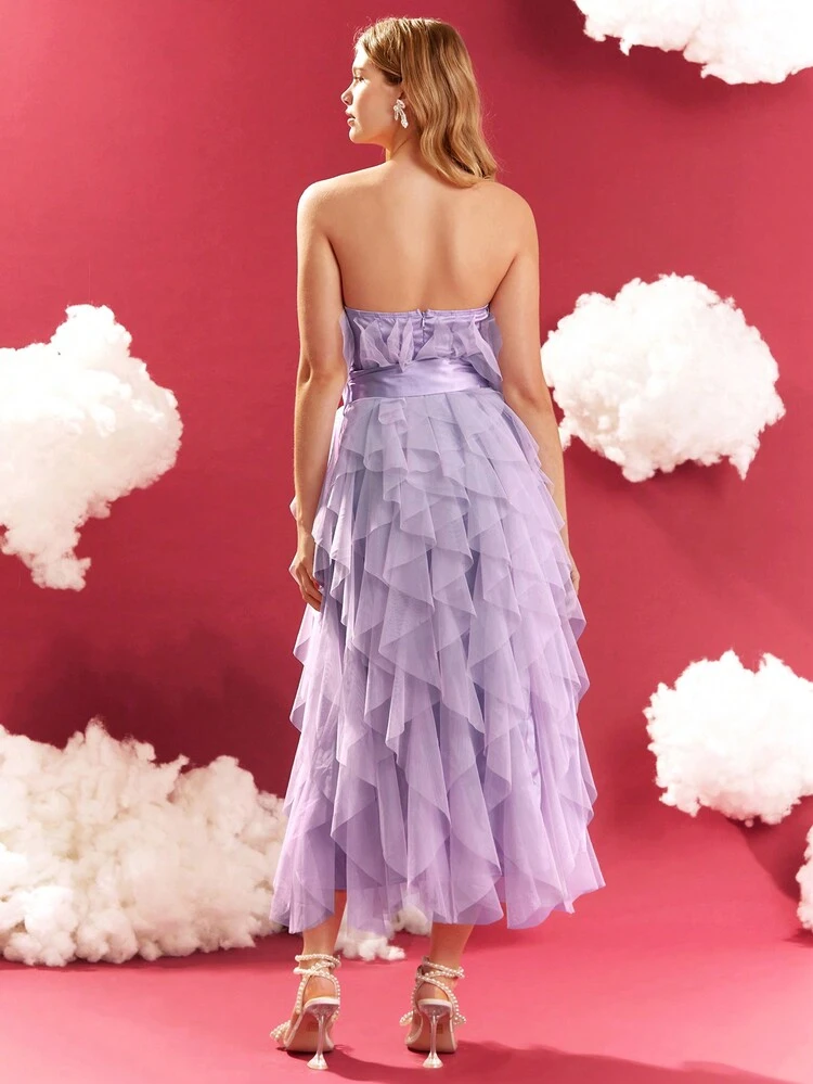 Women's Mesh Strapless Dress