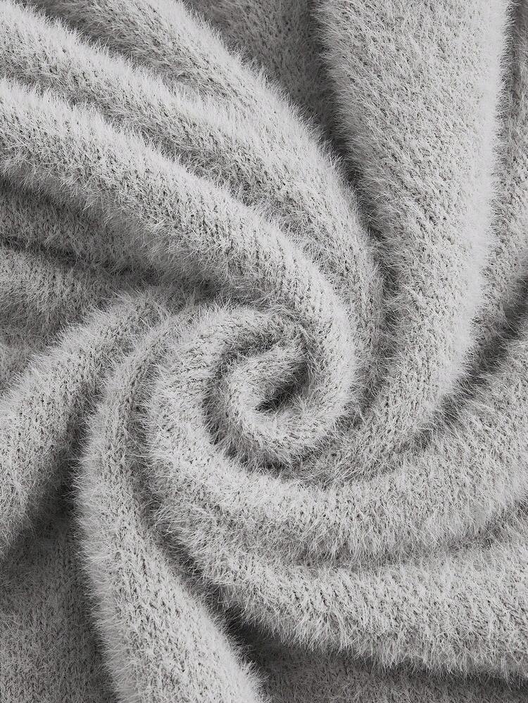 ROMWE PUNK Plus Polokrage Utskuren Axel Asymmetrisk Fållen Slits Bedrövad Kant Tröjor - Grå - Visa 4