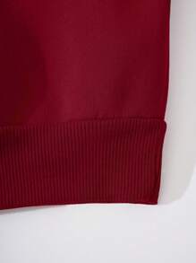 SHEIN EZwear Women's Butterfly & Chrysanthemum Printed Zipper Front Hooded Sweatshirt - Burgundy - View 3