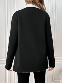 SHEIN 孕婦假羊毛襯衫領外套 - 深灰色 - 查看 2