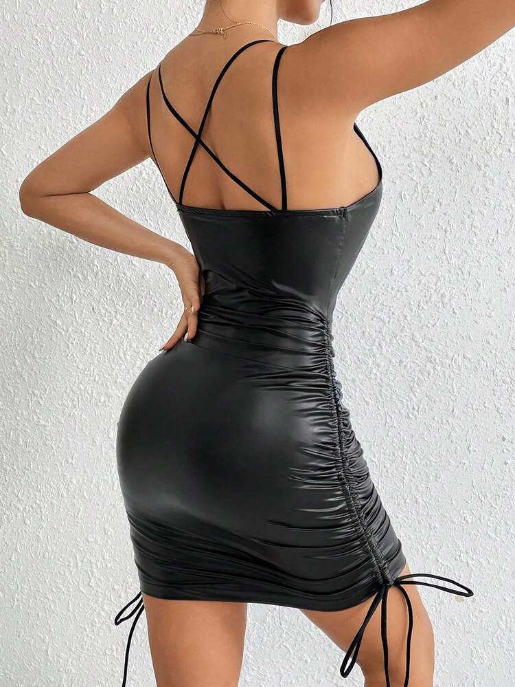 Women's Drawstring Pleated Cami Dress