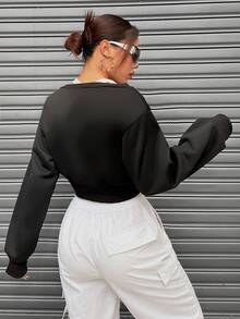 SHEIN Unity Women's 2 In 1 Cropped Sweatshirt - Black - View 2