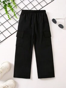 SHEIN 年轻女孩时尚酷炫街头风格休闲百搭学院风工装裤，度假，夏季，旅行