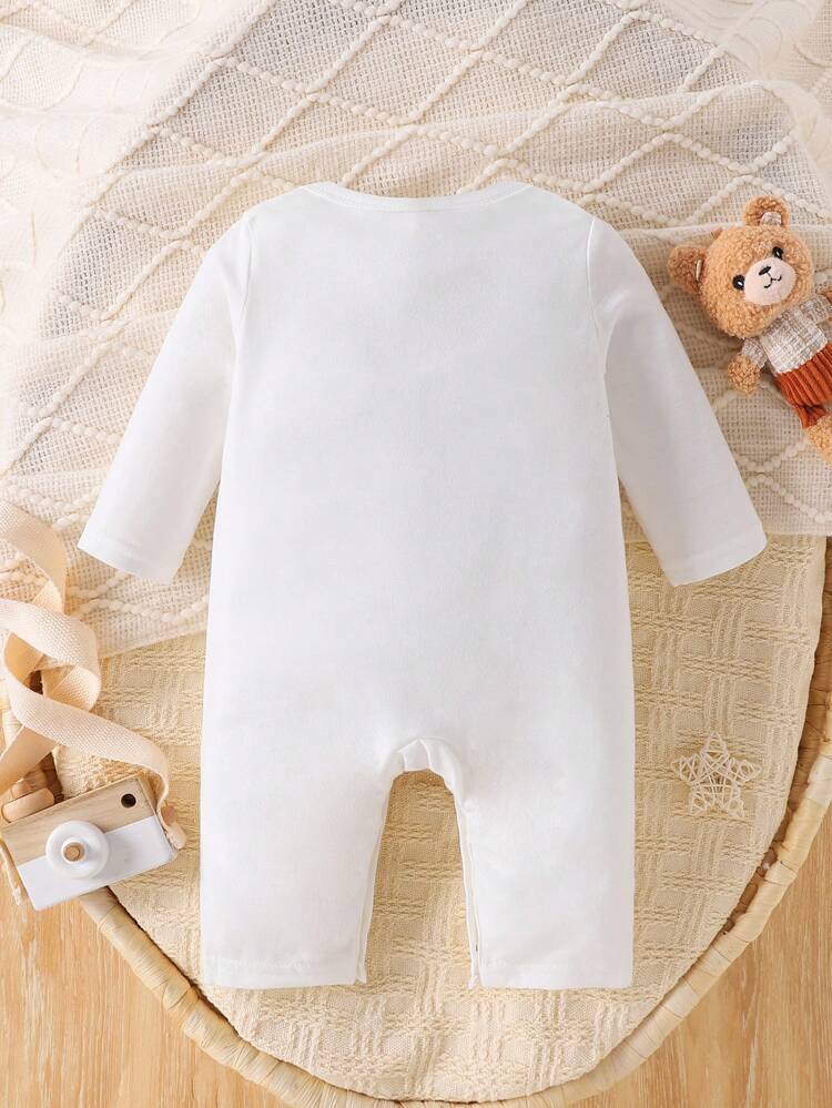 1pc Mama's Girl Happy Smiling Cute Printed Jumpsuit Baby Girl Thickened Spring And Autumn Loose Jumpsuit