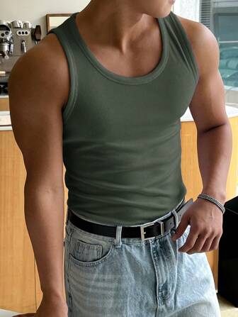 DAZY Einfarbiges Slim-fit-Tank Top Für Herren