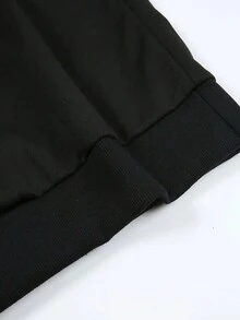 Men's Hoodie With Floral And Text Print - Black - View 5