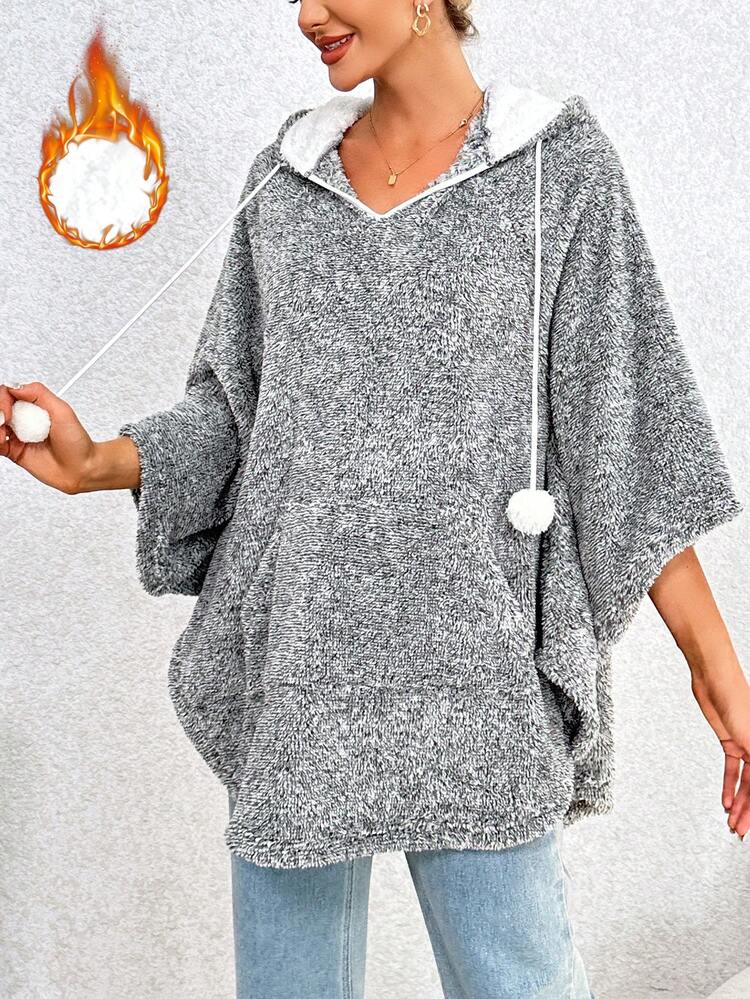 Loose Fit Coral Fleece Hooded Women's Dress