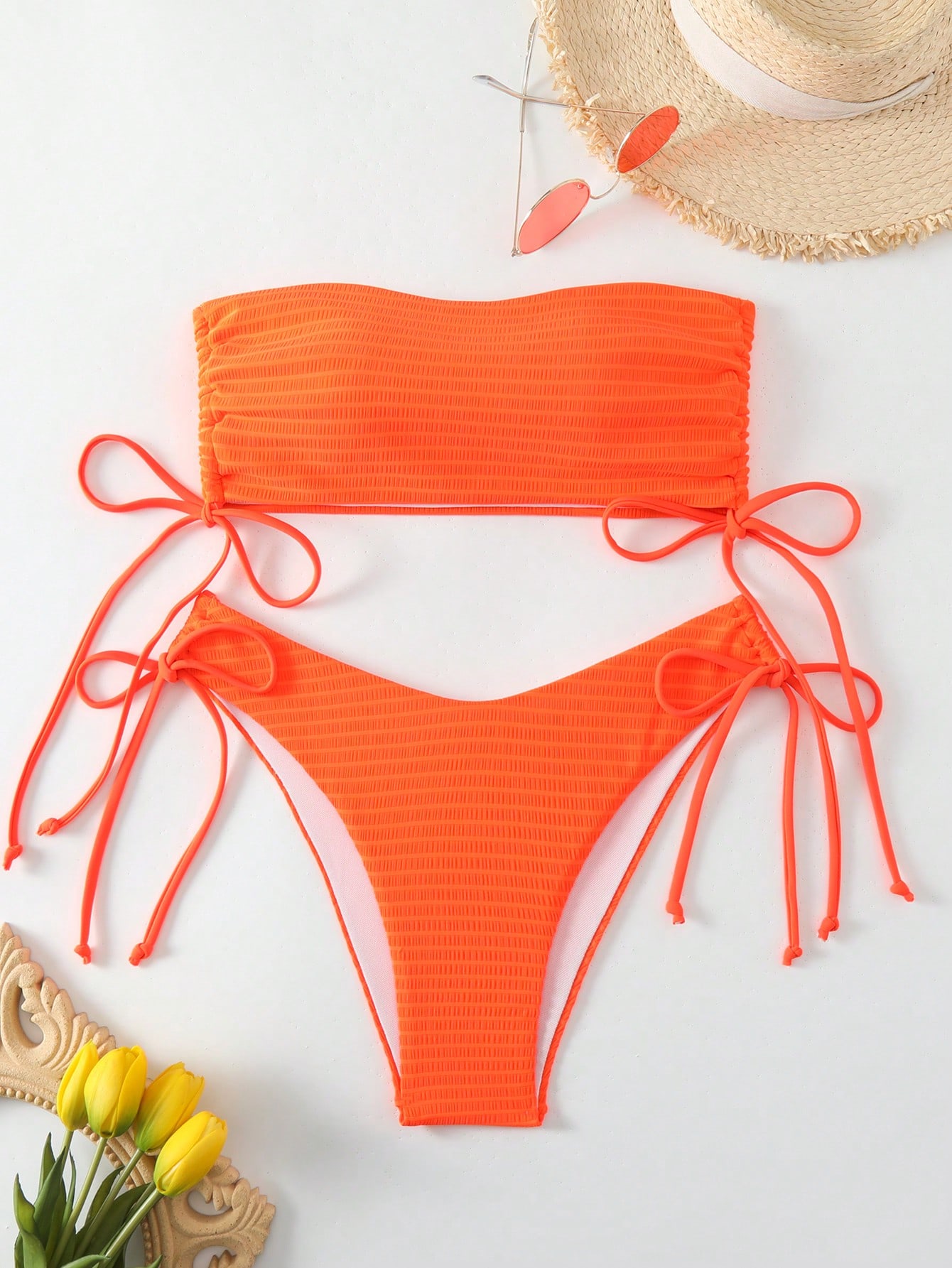 Women's Ruched Strapless Bikini Set SHEIN USA