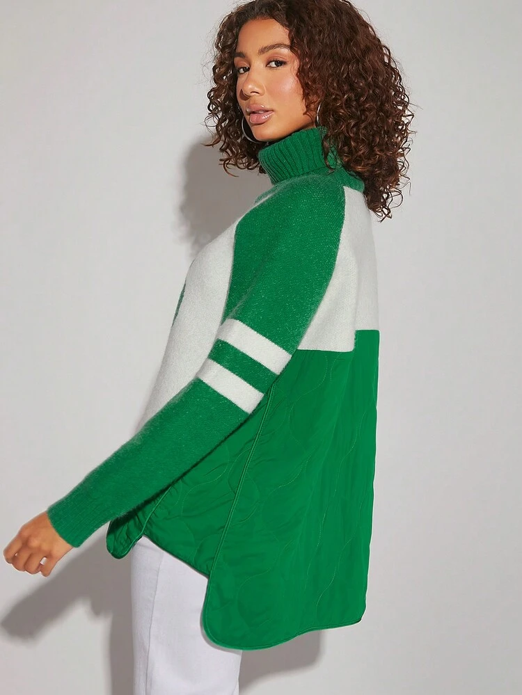 Number Pattern Turtleneck Sweater