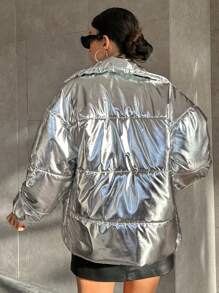 SHEIN Manteau Matelassé Avec Ceinture Argentée