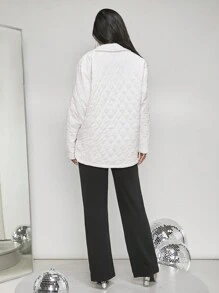 SHEIN SXY Solid Button Front Quilted Coat