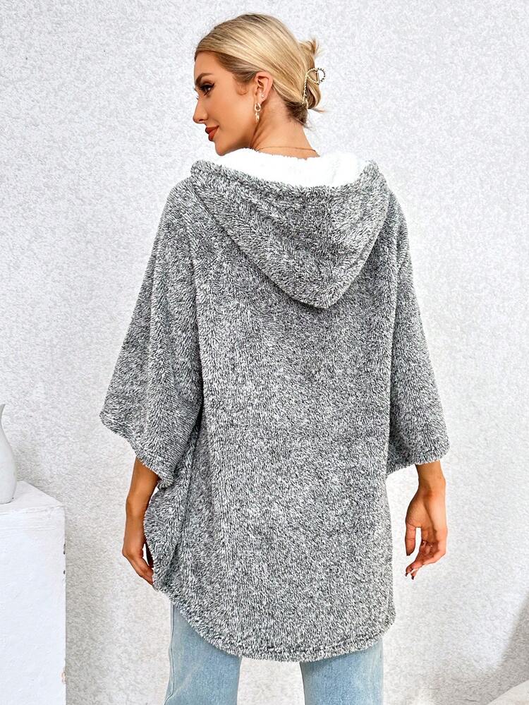 Loose Fit Coral Fleece Hooded Women's Dress