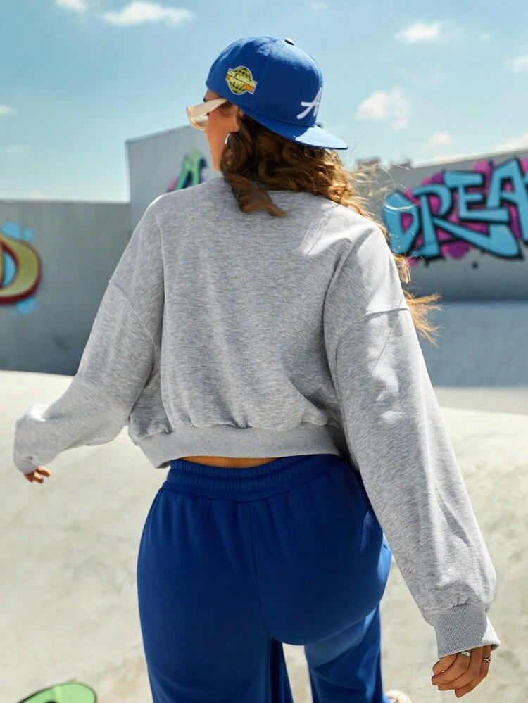 Women's Cropped Sweatshirt With Digital Print