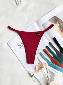 Snug Zone 女士休闲多色纯色中号弹力面料丁字裤 7 条装 - 彩色 - 查看 3