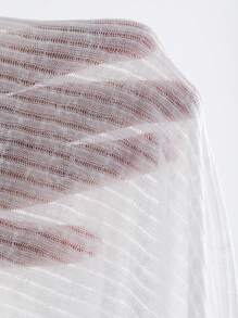 DAZY Women's Ribbed Semi-See-Through T-Shirt Sheer Long Sleeve Women Tops - White - View 3