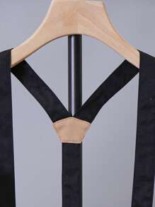 SHEIN 幼童男孩學院風格格紋折領襯衫和工裝背帶套裝 - 彩色 - 查看 5