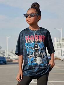 Tween Girl Street Sports Knitted Round Neck Short-Sleeved Top For Girls - Multicolor - View 3