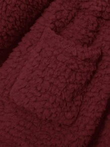 SHEIN Em bé Cô gái Thời gian rảnh rỗi áo có mũ Chiều dài trung bình áo Với Sang trọng Lót - Màu Đỏ Sâu - Xem 5