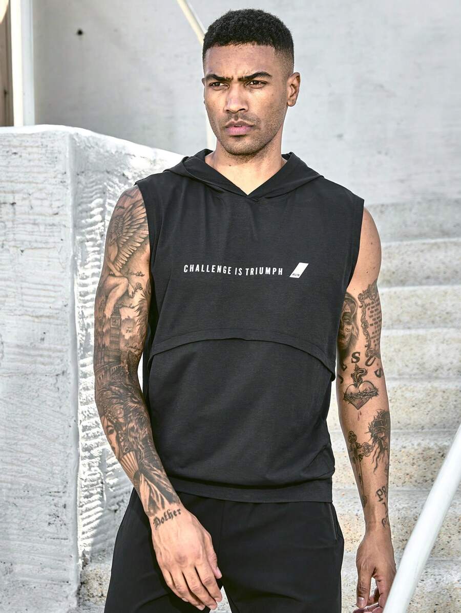 Manfinity Sport Corelite Áo ba lỗ thể thao in chữ Boyfriend Style dành cho nam, áo tập luyện - màu đen - Xem 1